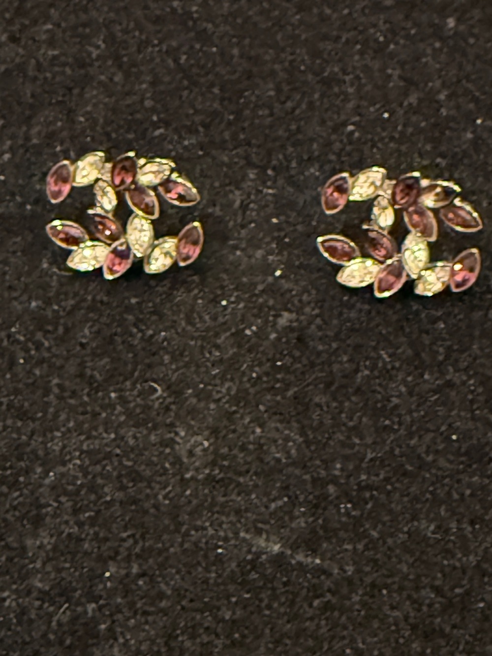 Gold-Tone Pink Marquise Crystal Leaf Stud Earrings